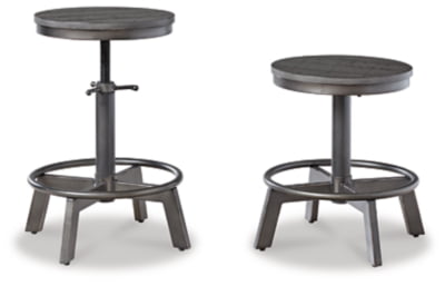 Signature Design by Ashley Torjin Industrial Adjsutable Swivel Stool， Set of 2， Gray