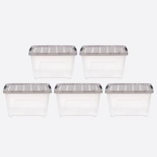 IRIS 32 qt. Stack  Pull Clear Plastic storage Box Lid Gray (Pack of 5) 500145