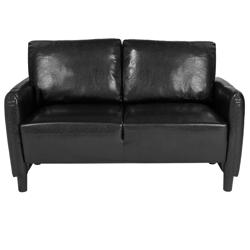 Emma and Oliver Living Room Loveseat Couch with Rounded Arms in Black LeatherSoft