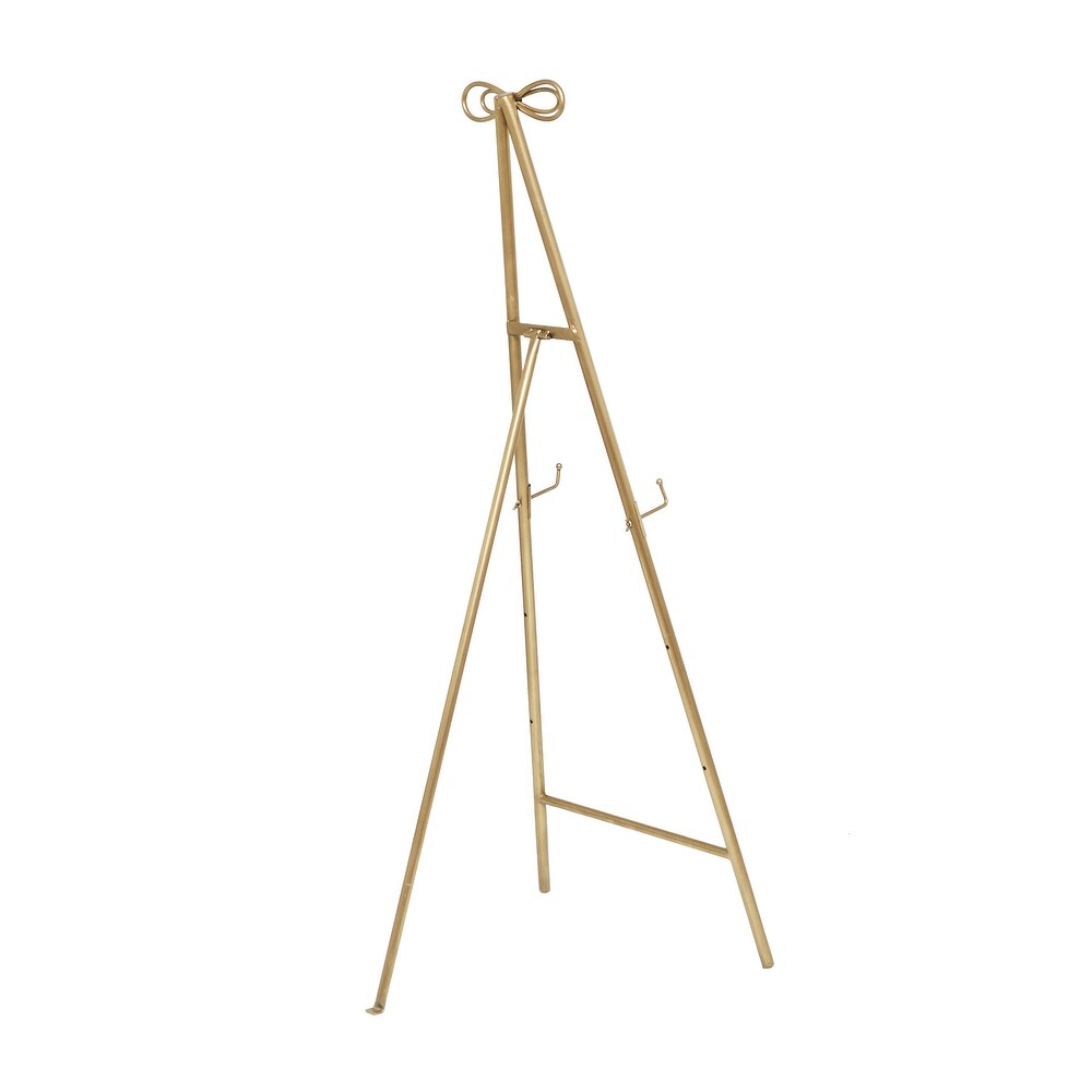 Gold Metal Tall Adjustable Display Stand Easel with Bow Top