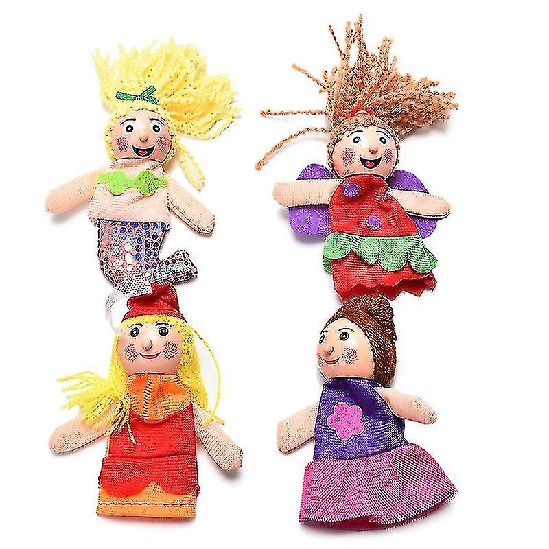 4 Pcs/set Little Mermaid Finger Puppets Doll Wooden Headed Baby Educational Toy