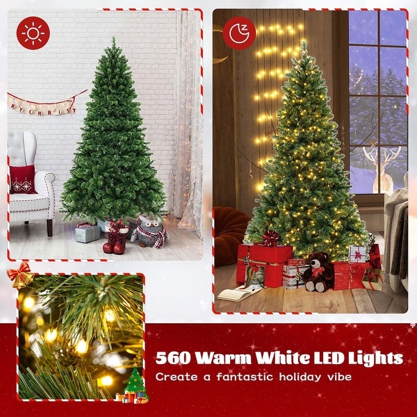 Costway 6FT/7FT/8FT Artificial Xmas Tree with 821/1188/1498 PVC Branch