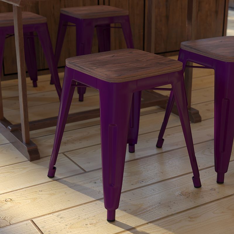 Flash Furniture Kai Purple Backless Table Height Stool 4-piece Set