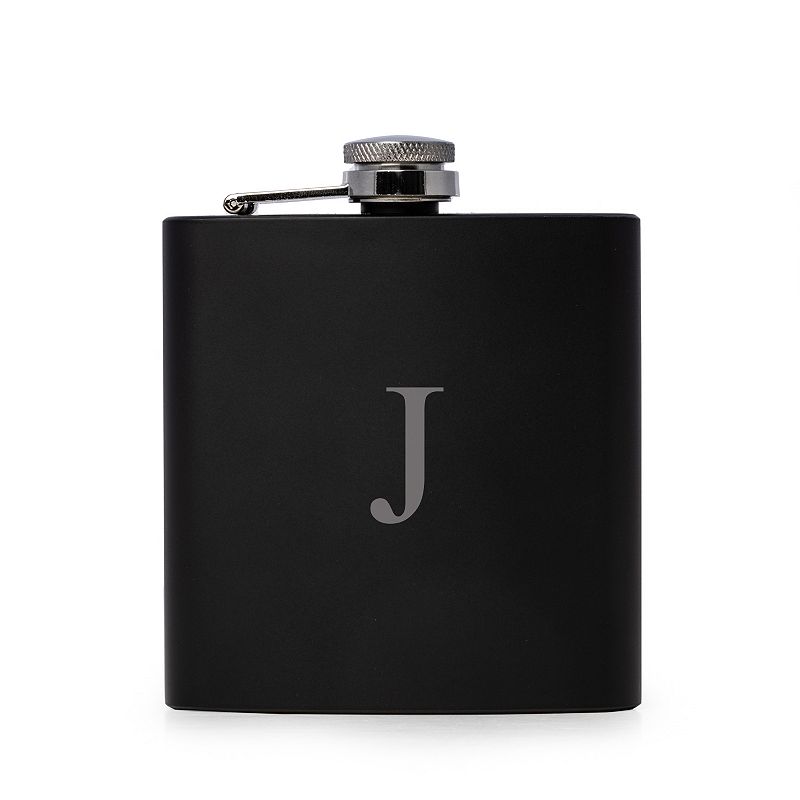 Vincent Initial Monogrammed Black Flask