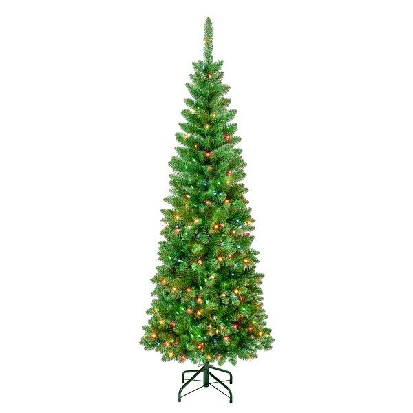 National Tree Company 6 ft. Rowan Pencil Slim Tree with Multicolor Lights