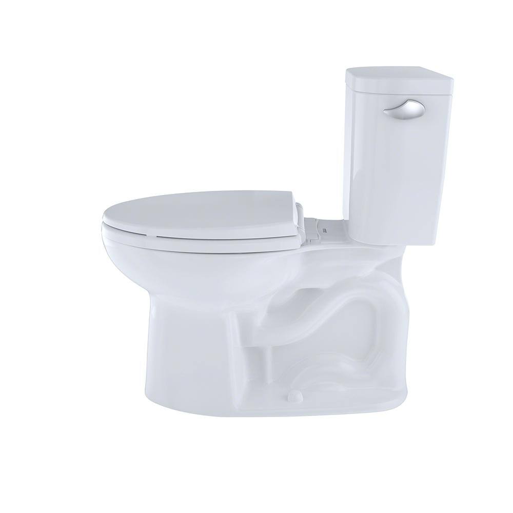 TOTO Entrada 2-Piece 1.28 GPF Single Flush Elongated Toilet in Cotton White Right Hand Trip Lever Seat Included MS244124EFR#01