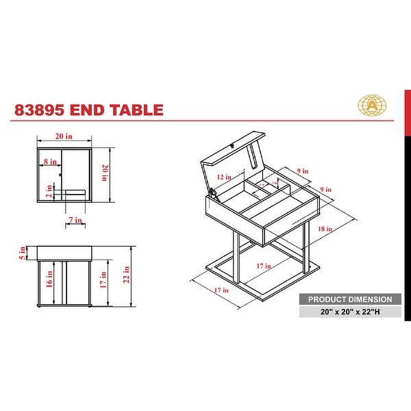 End Table in Espresso，Crafted with walnut veneer and sandy black metal Black Metal Tube Powder Coating 2 Top Compartments