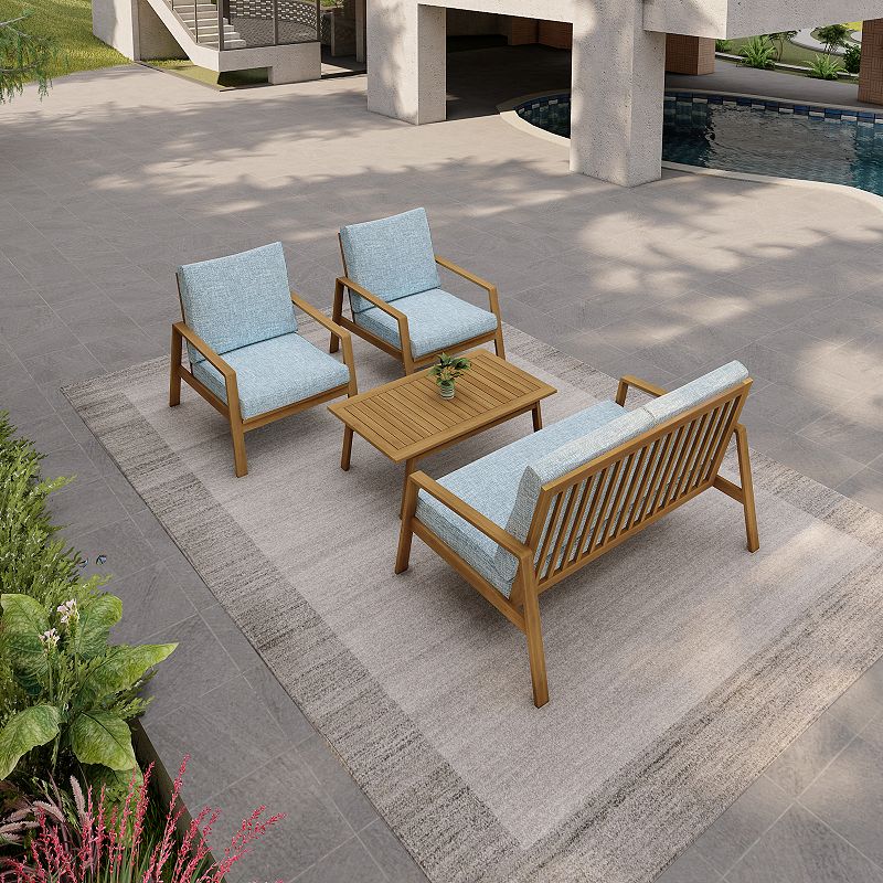 Dukap Saman Patio Loveseat， Chair and Coffee Table 4-piece Set