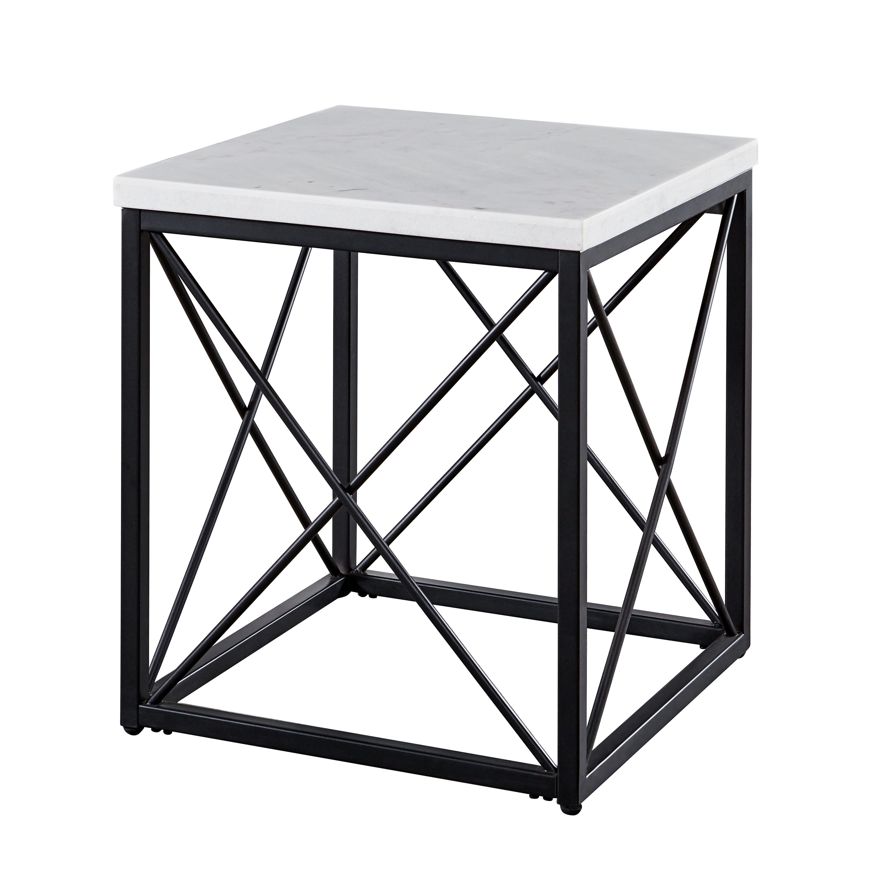 Carbon Loft Havinga Modern White Marble Square End Table