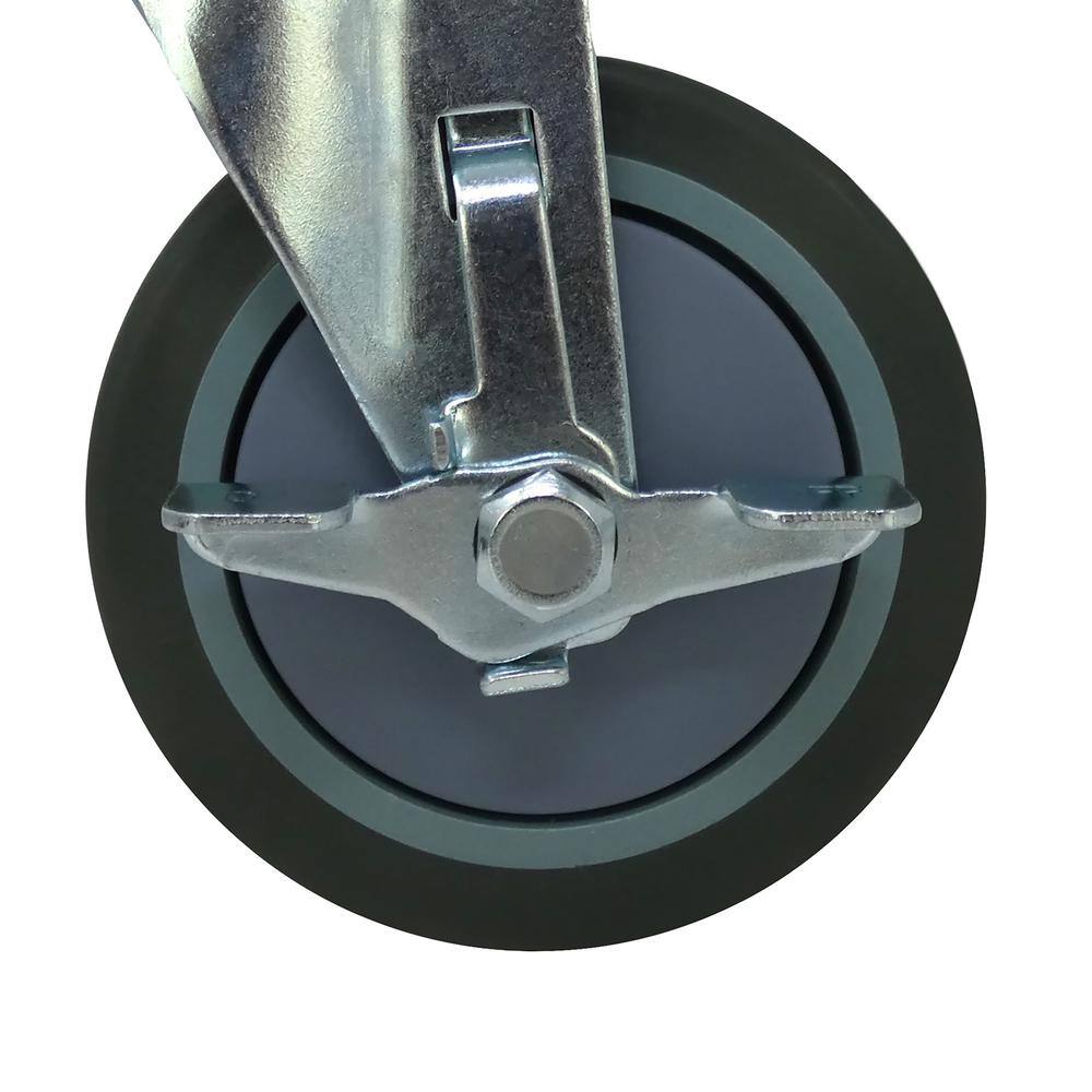 Everbilt 5 in. Gray Rubber Like TPR and Steel Swivel Plate Caster with Locking Brake and 350 lb. Load Rating 4031545EB