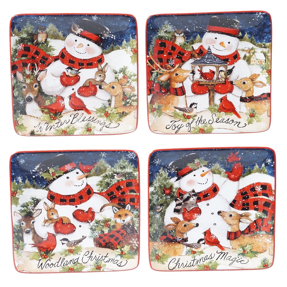 Certified International Magic Of Christmas Snowman 6 inch Canape/Luncheon Plates (Set of 4)