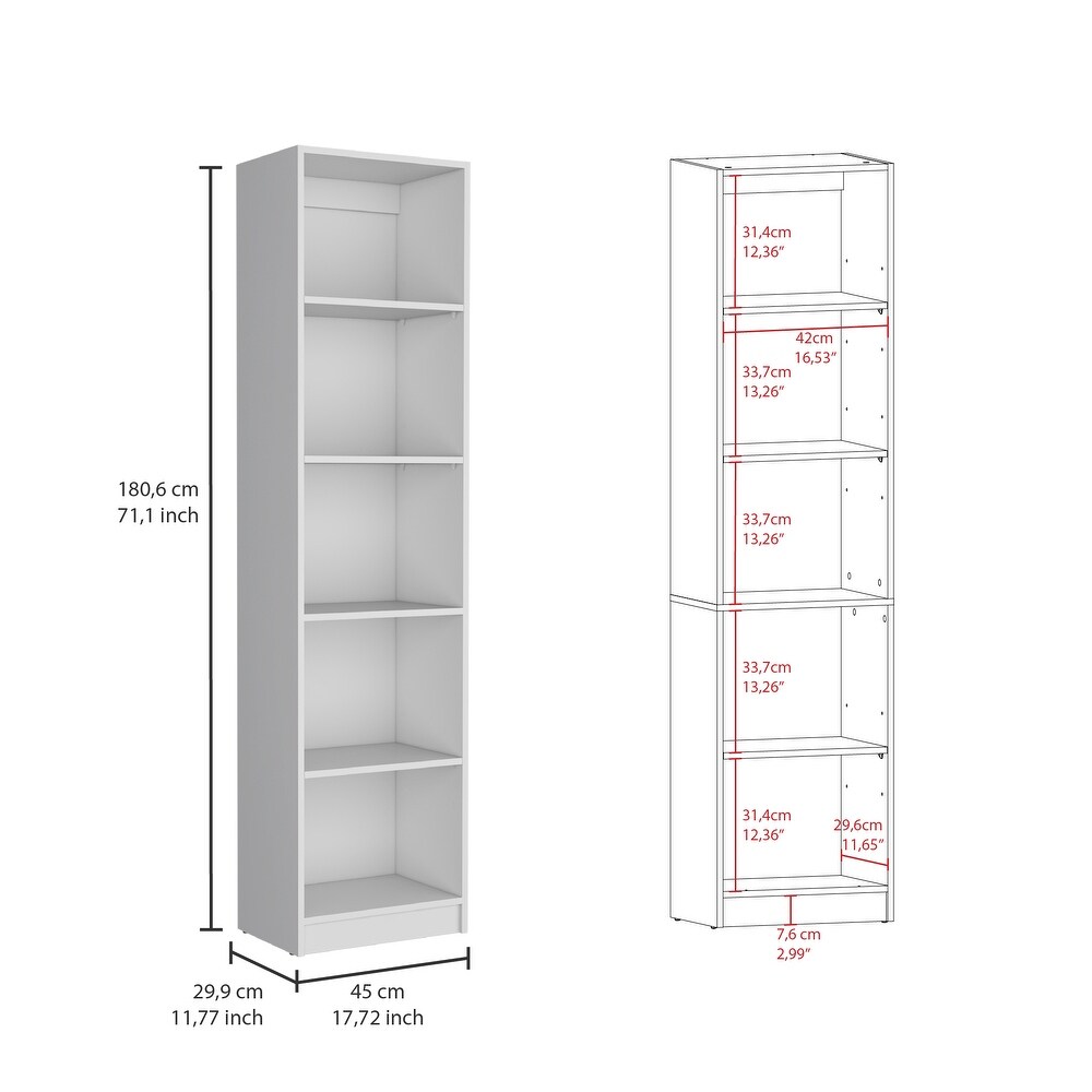 Kenyon Tall 5 Shelf Narrow and Cabinet Bookcase Set of 2