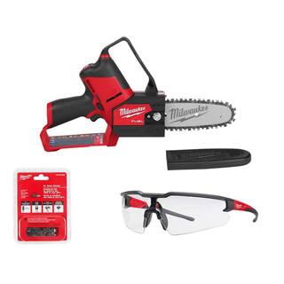 MW M12 FUEL 6 in. 12-Volt Brushless Electric Battery Chainsaw Tool Only with Extra 6 in. Chain and Clear Safety Glasses 2527-20-49-16-2732-48-73-2010