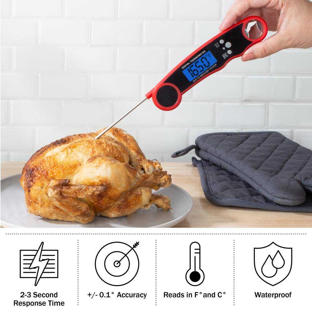 HOME-COMPLETE Red Instant Read Digital Thermometer with Water-Resistant Feature KIT1125