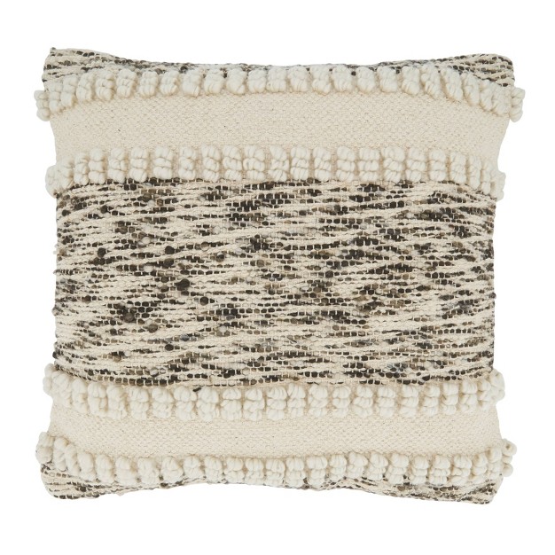 Woven Design With Woven Texture Square Pillow Cover Ivory Saro Lifestyle