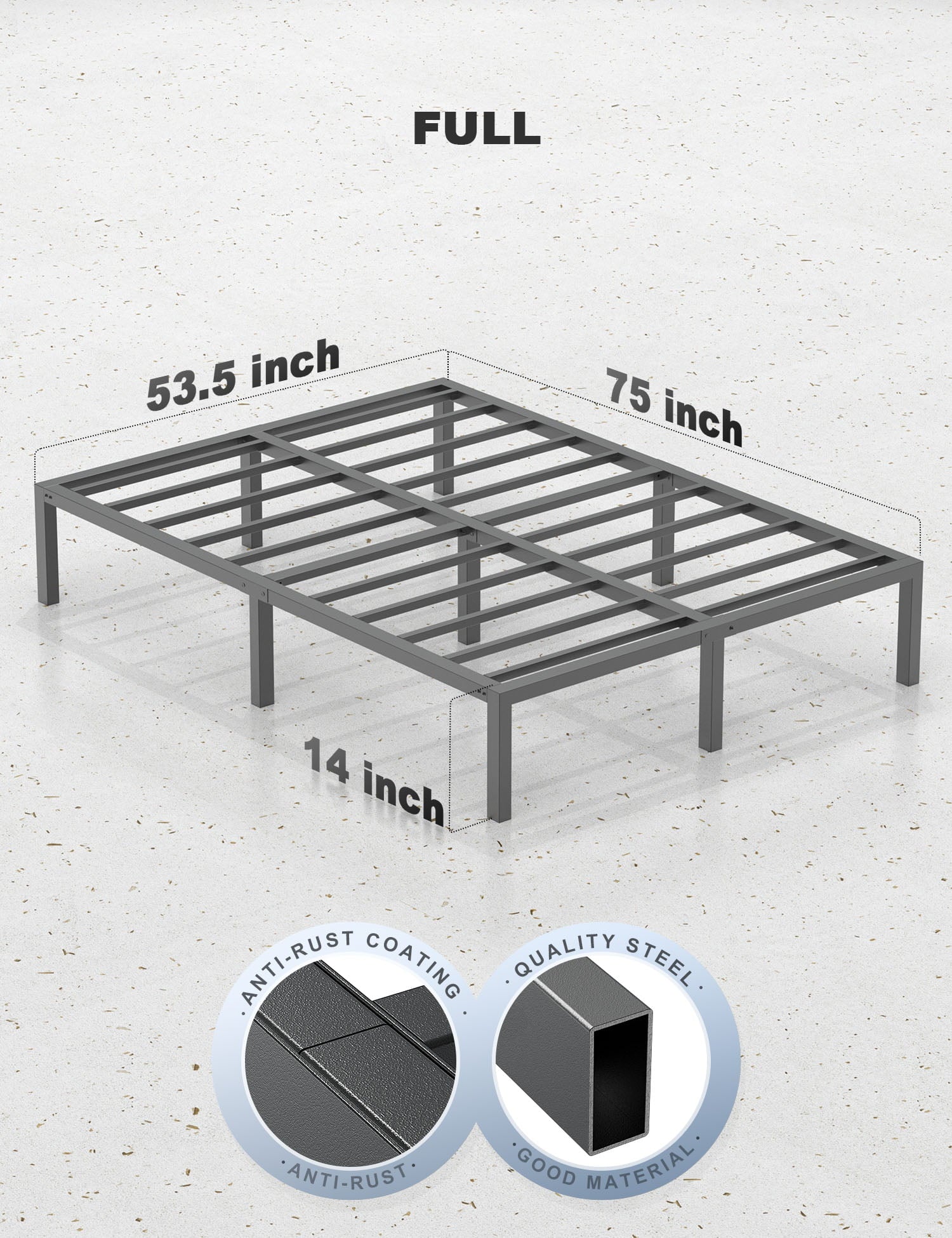 Nazhura Full Size Metal Platform Bed Frame Mattress Foundation Black