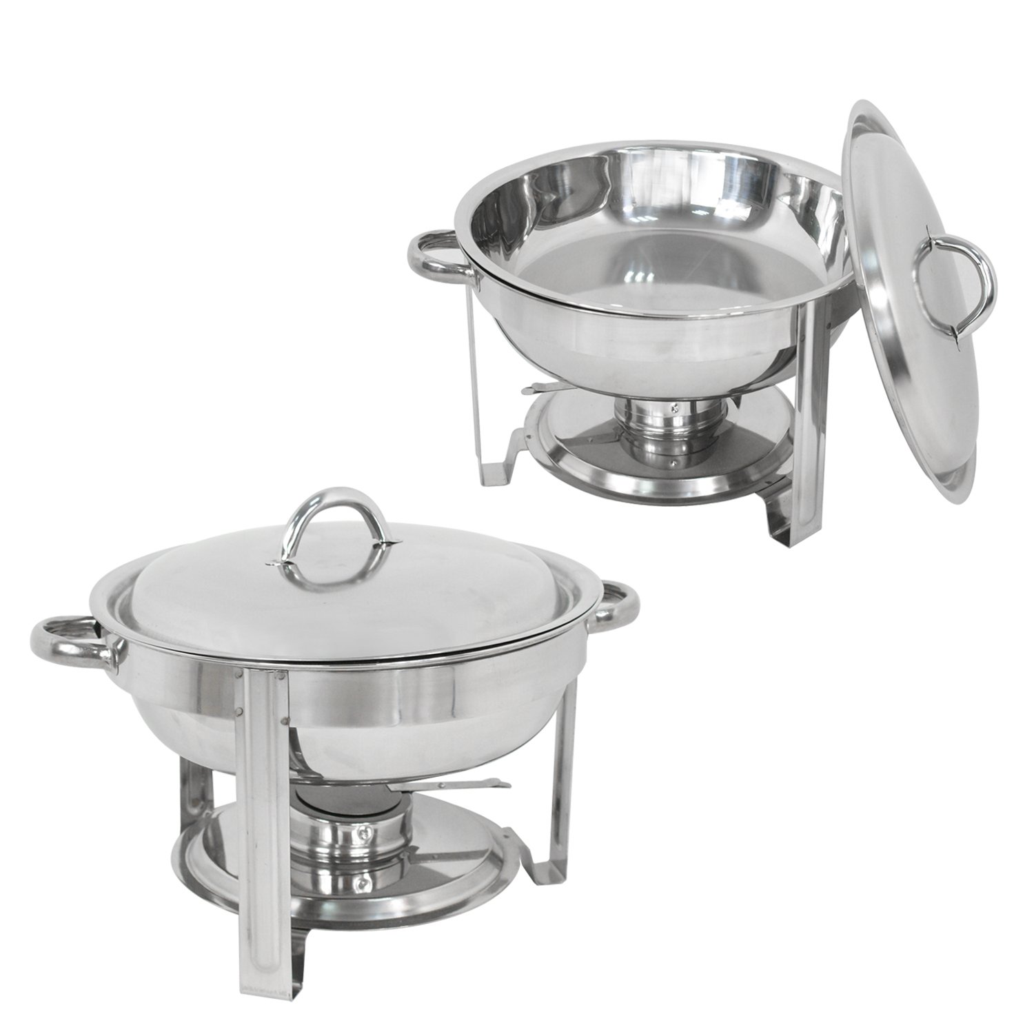 ZENY Pack of 8 Full Size Round Chafing Dish 5 qt Stainless Steel Buffet Catering Set