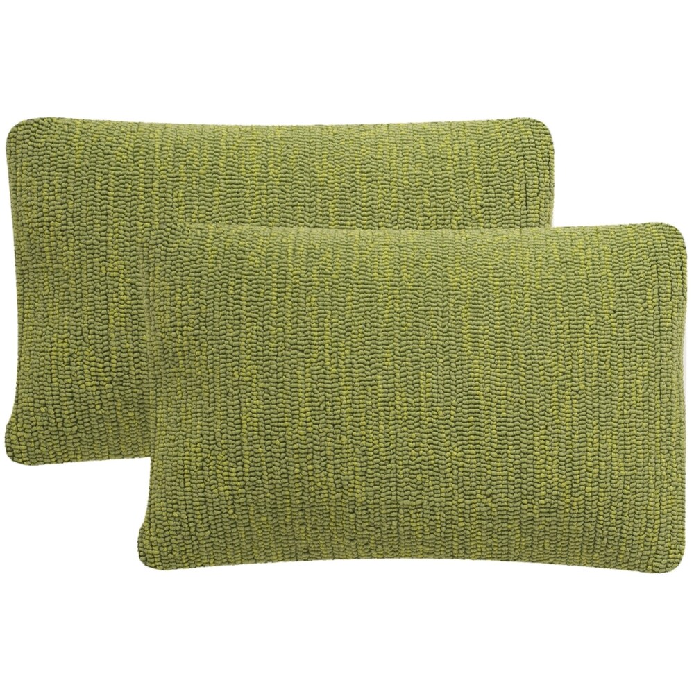 SAFAVIEH Soleil Solid Indoor/ Outdoor Tropical Green 12 inch x 20 inch Throw Pillows (Set of 2)