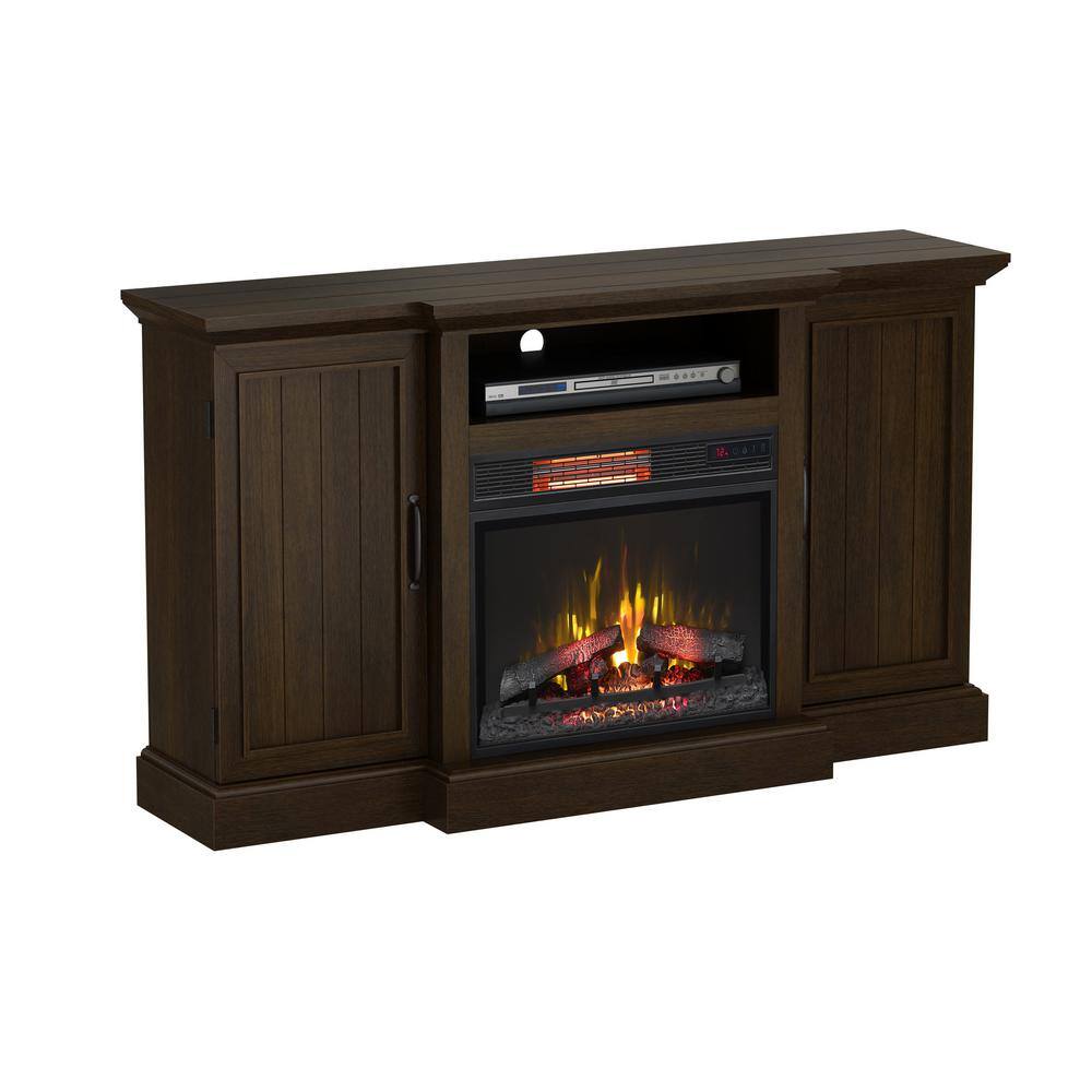 Home Decorators Collection Mattingly 60 in. Freestanding Media Console Electric Fireplace TV Stand in Midnight Cherry 112272