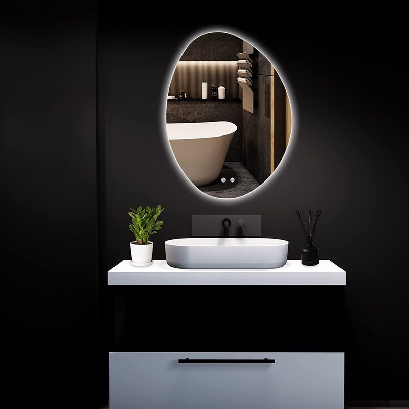 Wallbeyond 3 Tone Modern Style Frameless Irregular LED Wall Mirror   24\