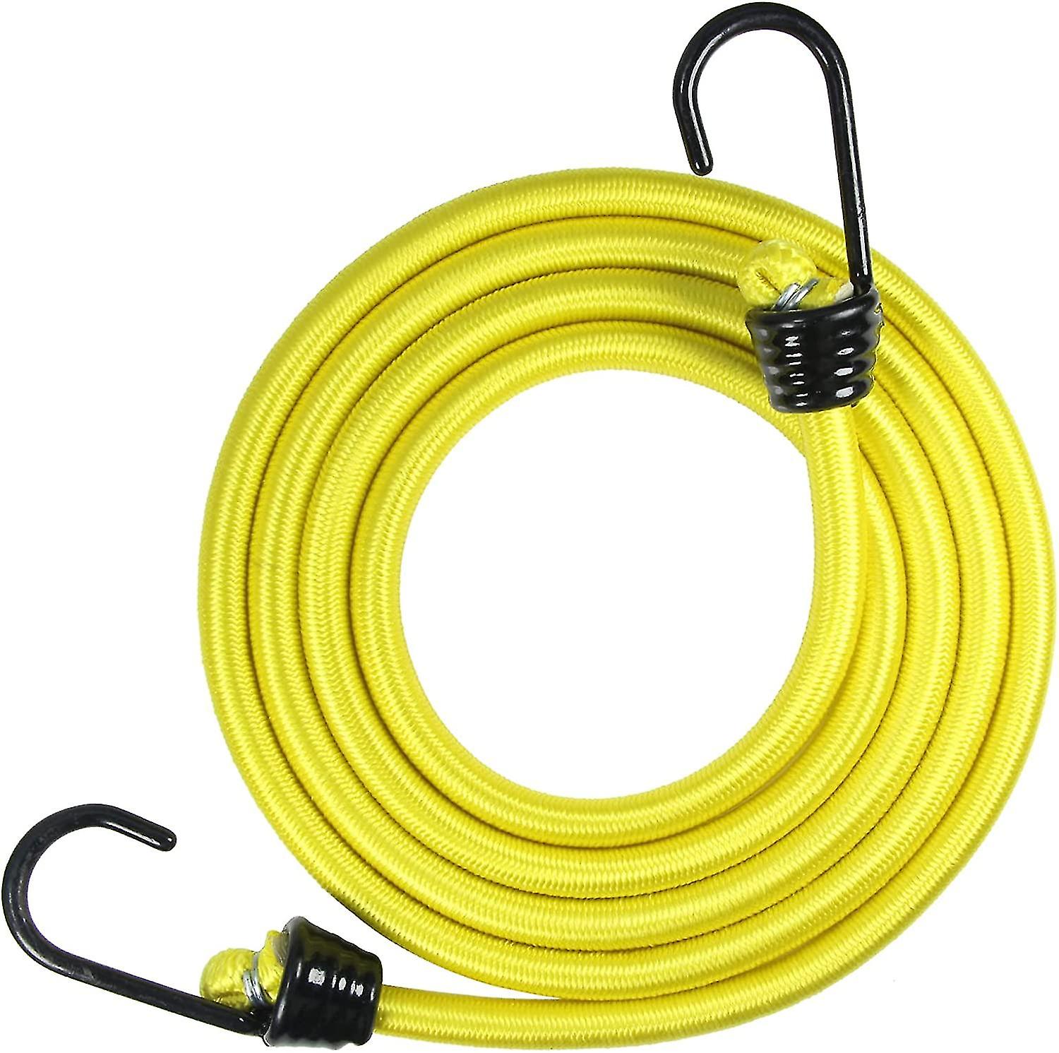 24 Inch Rubber Bungee Cord With Metal Hooks Plastic Coated，4-pack，yellow，marine Grade And Uv Resistant 10mm Shock Cord