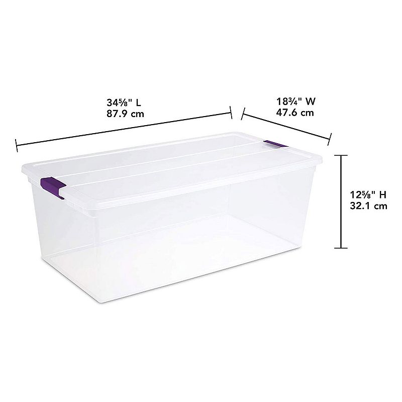 Sterilite 110-Quart Capacity Clear Storage Tote w/ Secure Latch Handles (4 Pack)