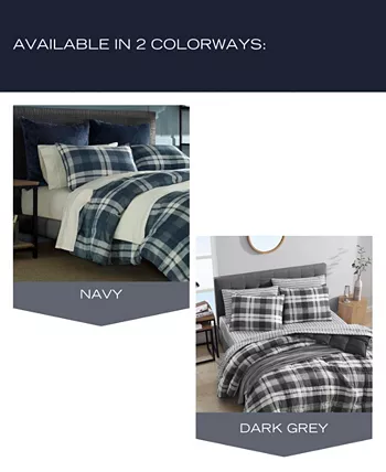 Nautica Cross View Plaid Brushed Micro Suede 3 Piece Comforter Set， King