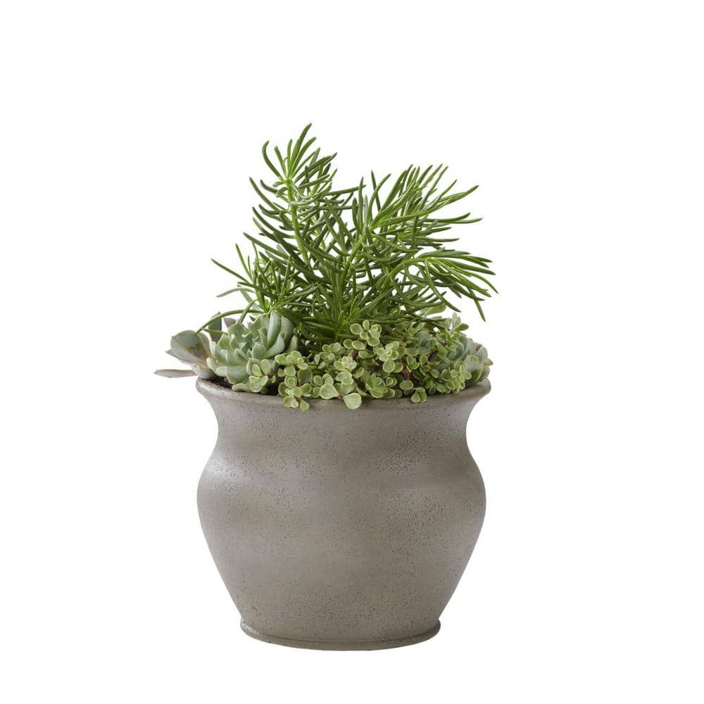 10.25 in. Dia x 9 in. H. Smooth Cement Cast Stone Belly Pot PF8919SC