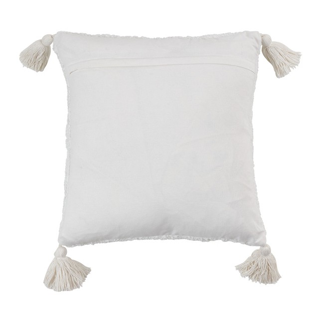 Saro Lifestyle Tassel Design Tufted Diamond Throw Pillow With Down Filling