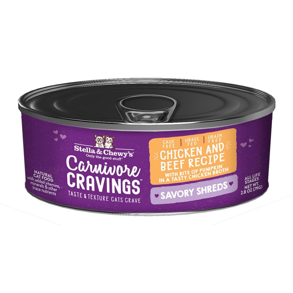 Stella  Chewys Carnivore Cravings Chicken  Beef Shreds Canned Cat F