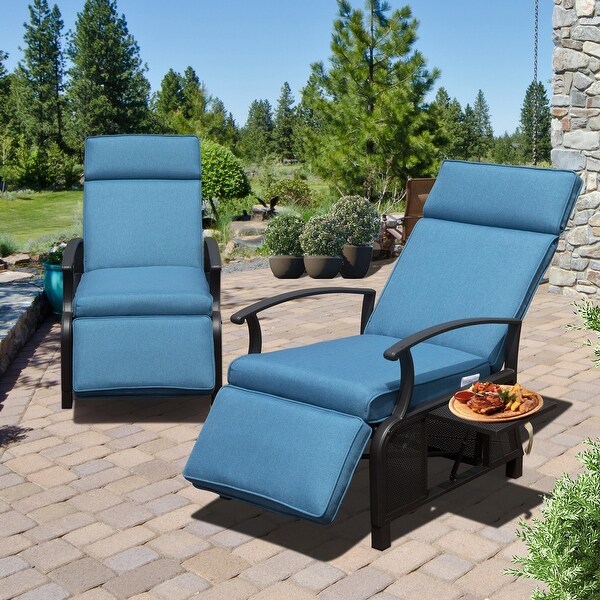 1 Piece Patio Recliner Chair with Flip Table，Outdoor Lounge Chair，Single Sofa Chair，for Outdoor Indoor Use