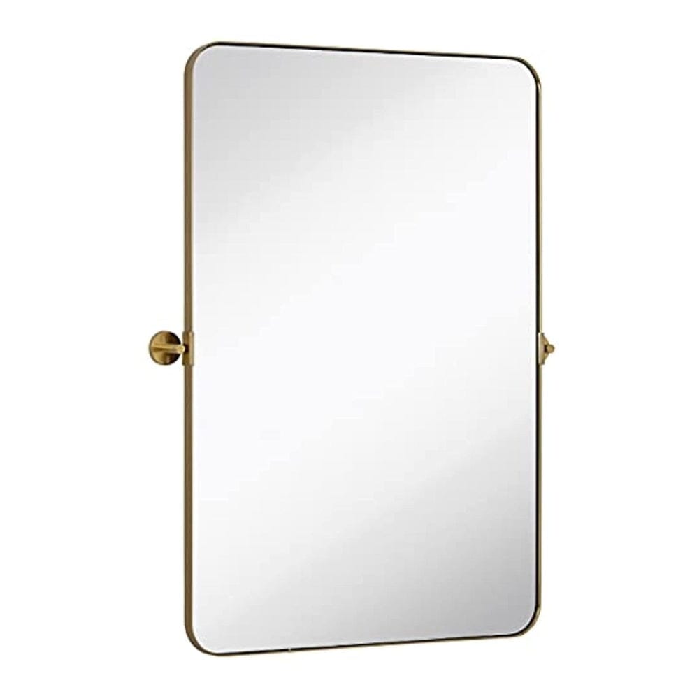 Gold Metal Surrounded Round Pivot Mirror 22