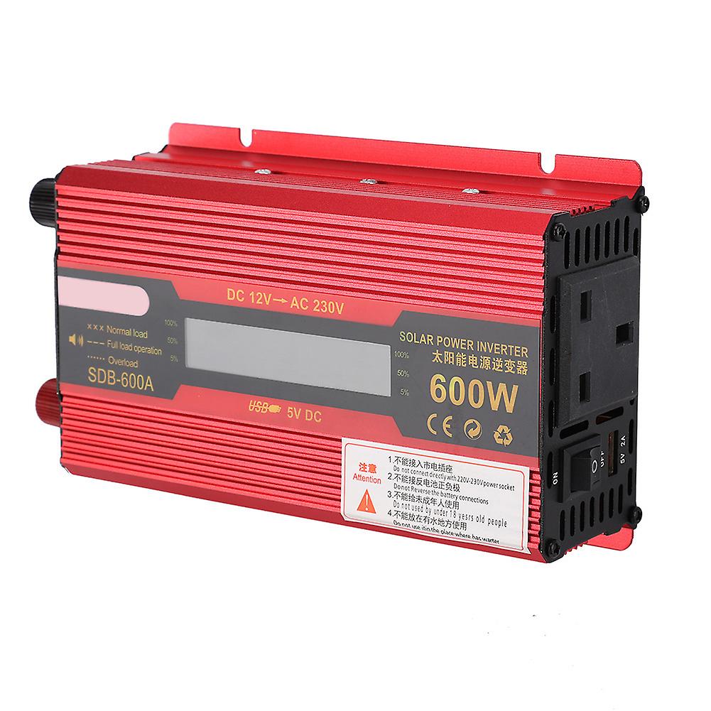 600w Car Portable Lcd Power Inverter Converter Uk Plug (12v To 220v)