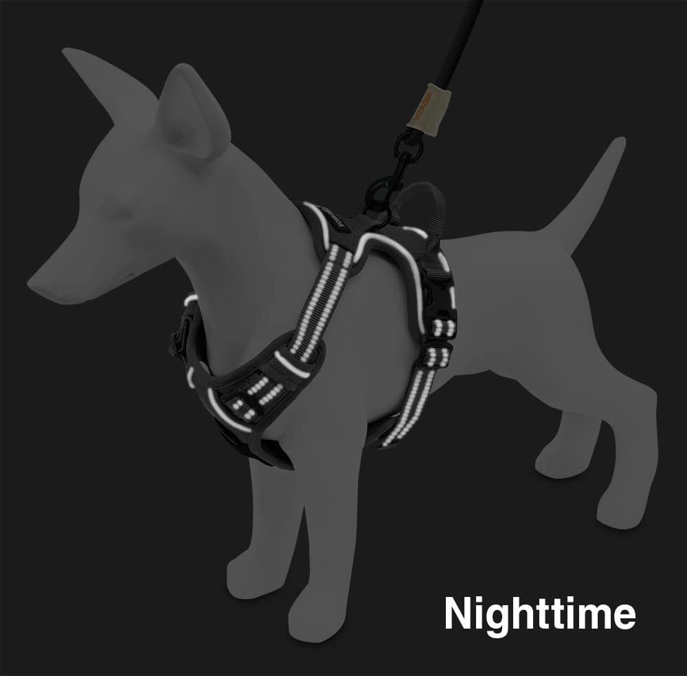 Voyager Dog Harness Dual Leash Attachment No-Pull Control Adjustable Soft but Strong Pet Harness for Medium and Large Dogs with 3M Reflective Technology - Black， M (Chest: 20 - 25