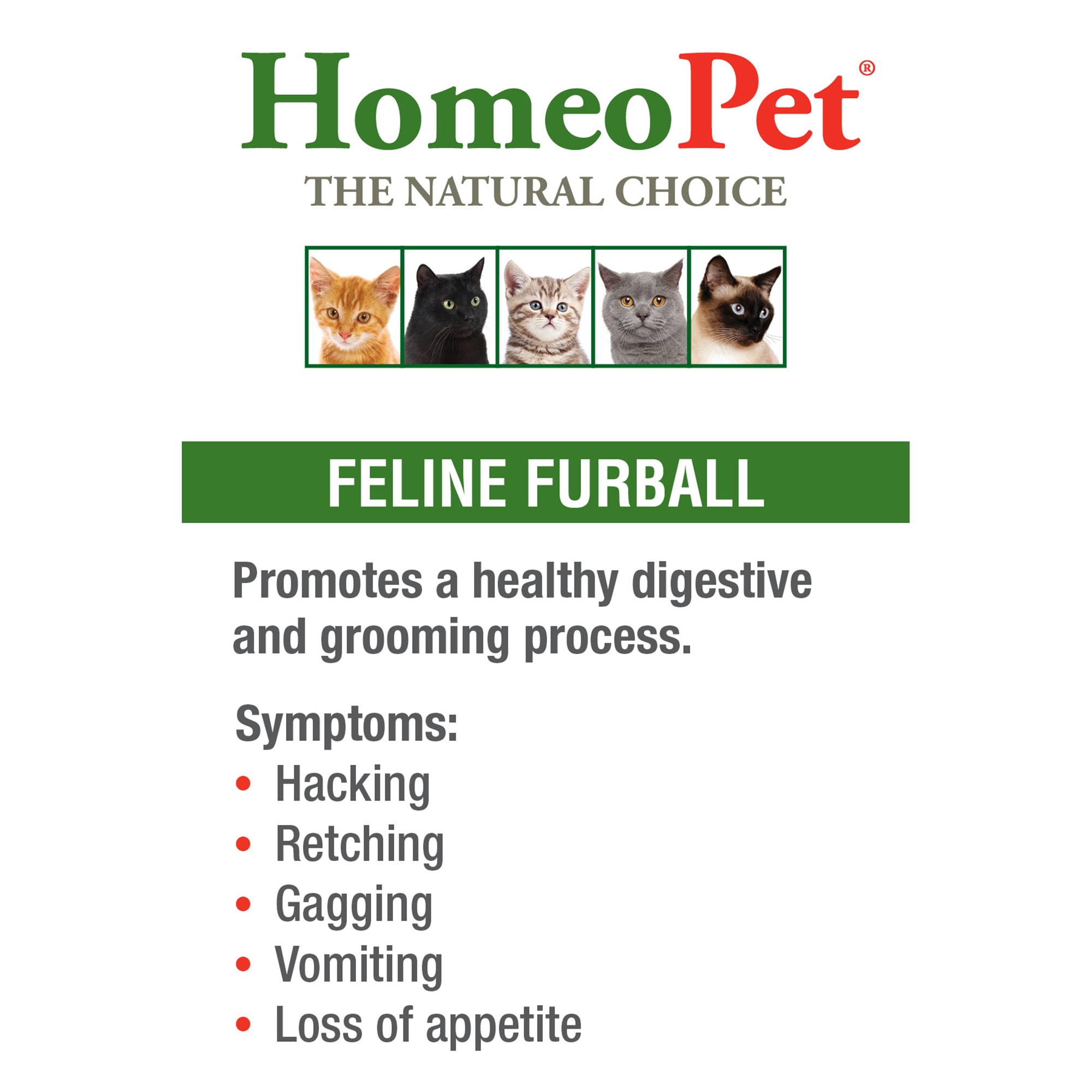 HomeoPet Feline Digestive Furball Relief for Cats， 15 Milliliter