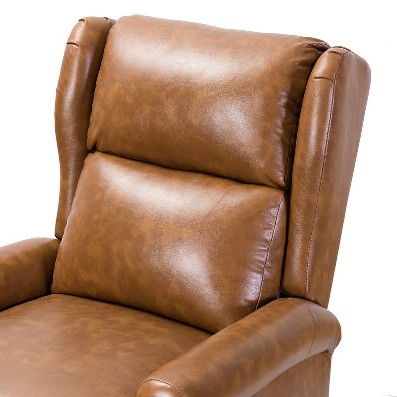 Leather Manual Swivel Recliner with Metal Base