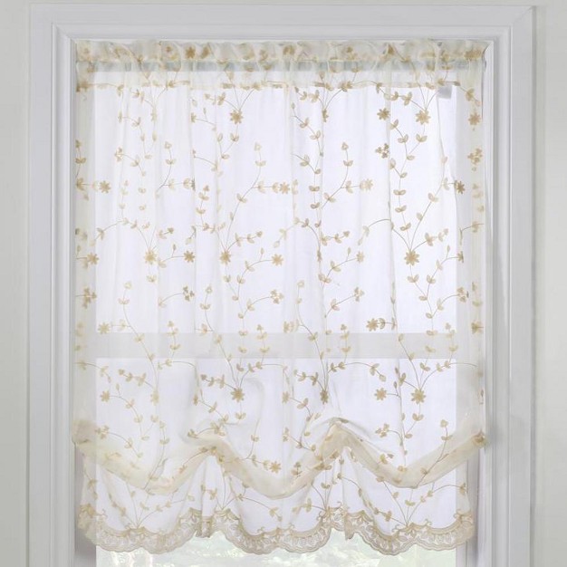 Grandeur Deep Scalloped Embroidery Balloon Curtain Cream By Habitat