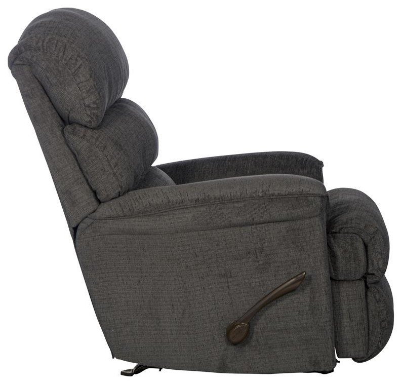 Atkins Rocker Recliner in Gray Polyester Fabric   Transitional   Recliner Chairs   by Homesquare  Houzz