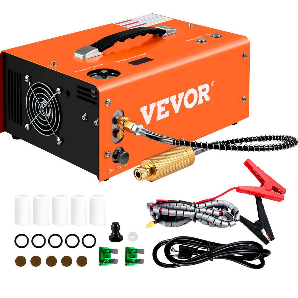 VEVOR PCP Air Rifle Pump 0.4 Gal. 4500 PSI Portable Electric Pancake Air Compressor 110220-Volt AC with Built-in AdapterFan G220V110V12V-8ZGGV1