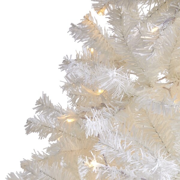 7' White Christmas Tree with 1000 Branches and 350 Clear LED Lights