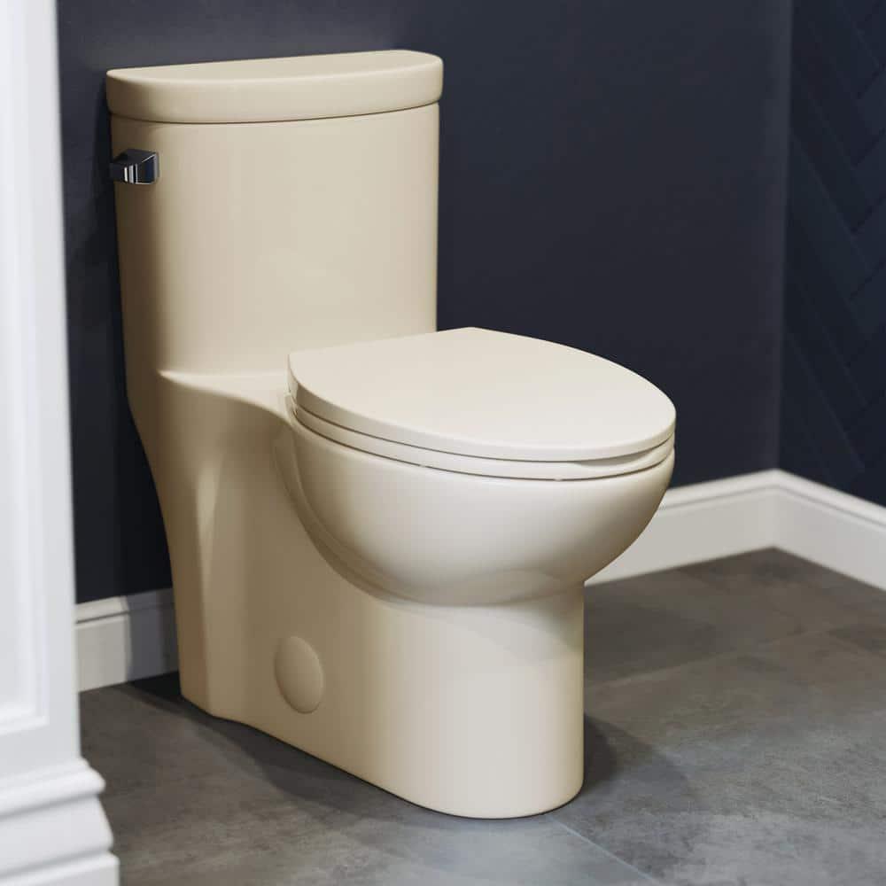 Swiss Madison Sublime 1piece 128 GPF Left Side Single Flush Handle Elongated Toilet in Bisque with Seat Included