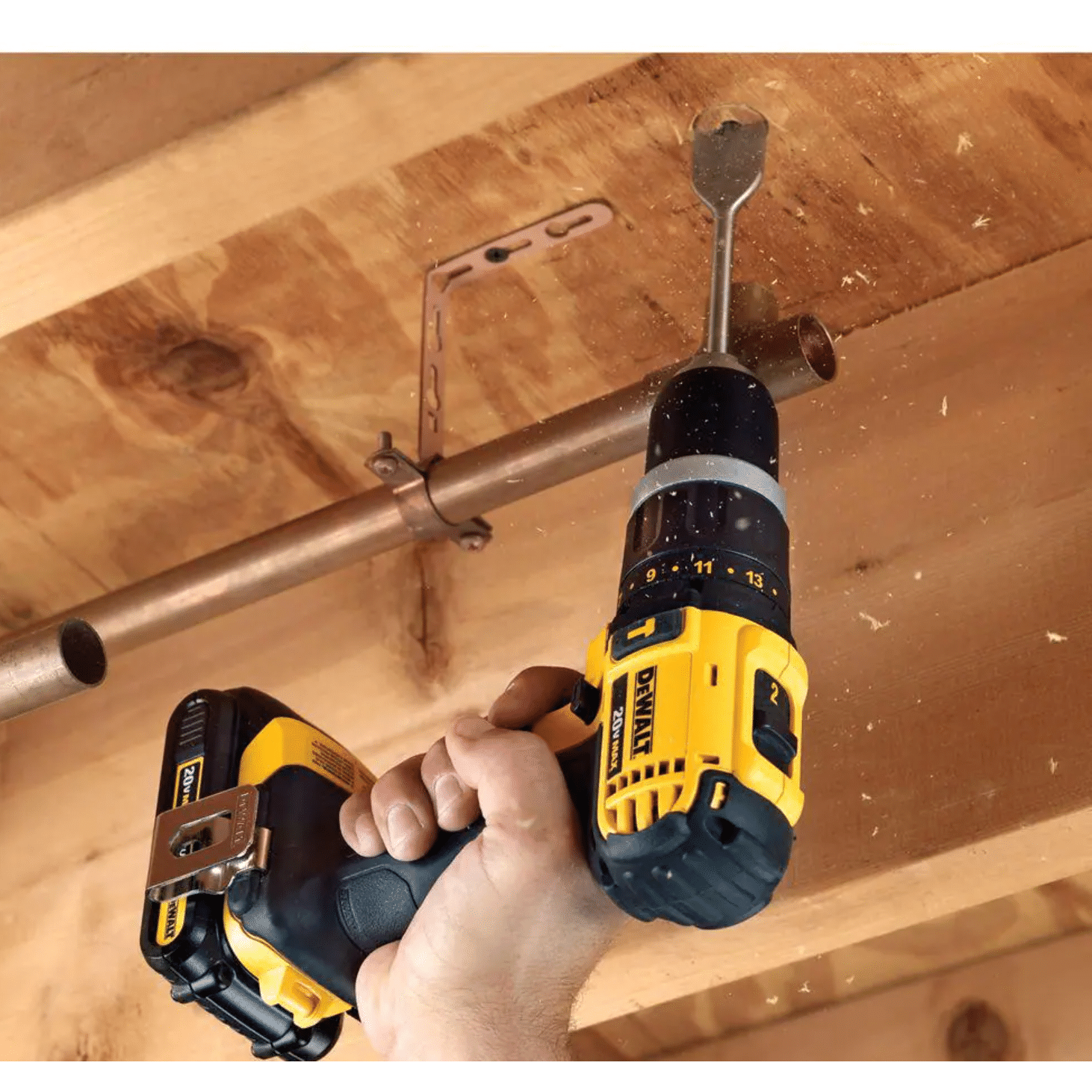 Dewalt DCD785C2 20-Volt MAX Cordless Compact 1/2 in. Hammer Drill/Driver with Batteries， Charger and Bag