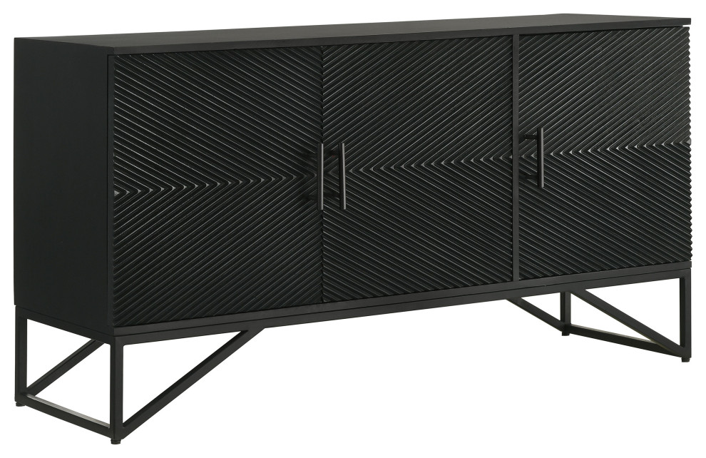 Riddell 3 door Accent Cabinet Black   Modern   Accent Chests And Cabinets   by Modon  Houzz