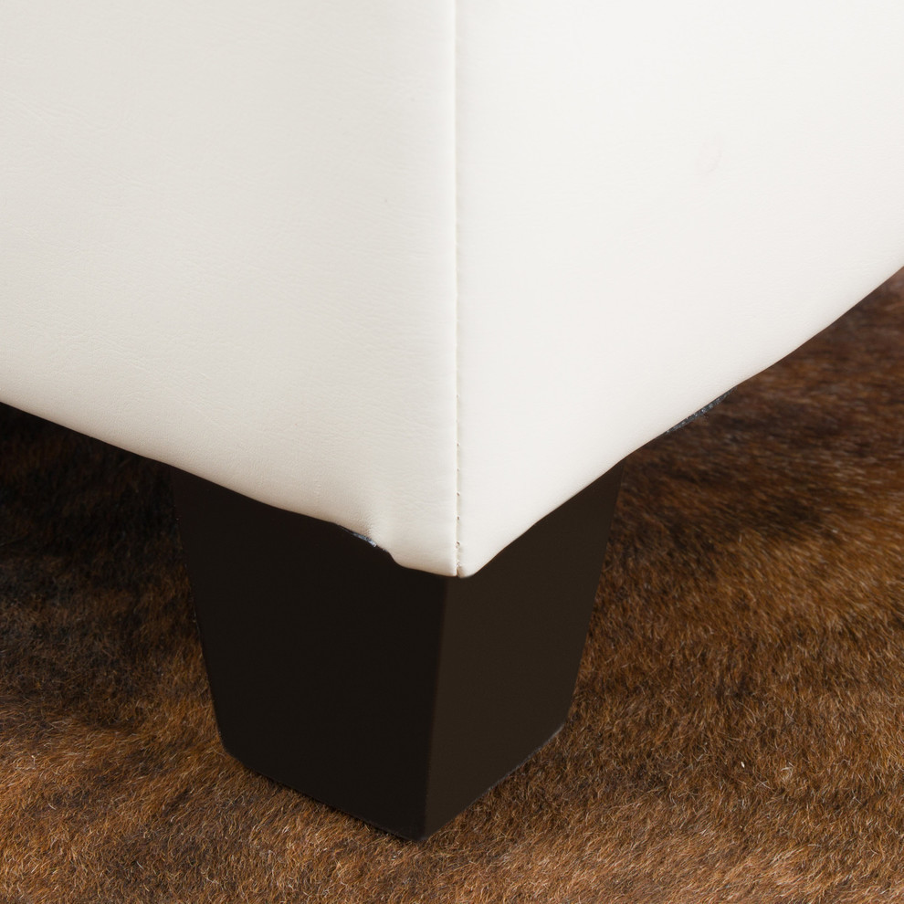 GDF Studio Justin Brown Leather Tray Top Storage Ottoman   Transitional   Footstools And Ottomans   by GDFStudio  Houzz