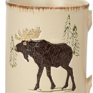 Park Designs Rustic Retreat 12 oz. Tan Ceramic Moose Coffee Mug (Set of 4) 493-660M