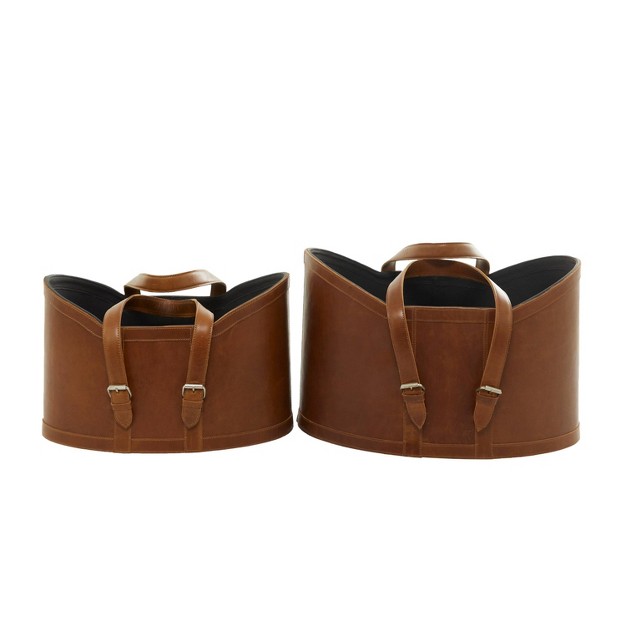 Set Of 2 Leather Storage Baskets Olivia amp May