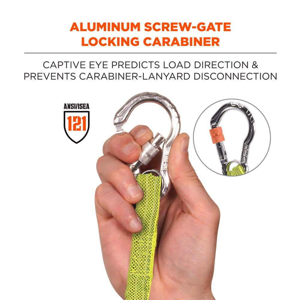 Ergodyne 10 lbs. Lime Extended Single Carabiner Tool Lanyard 3100