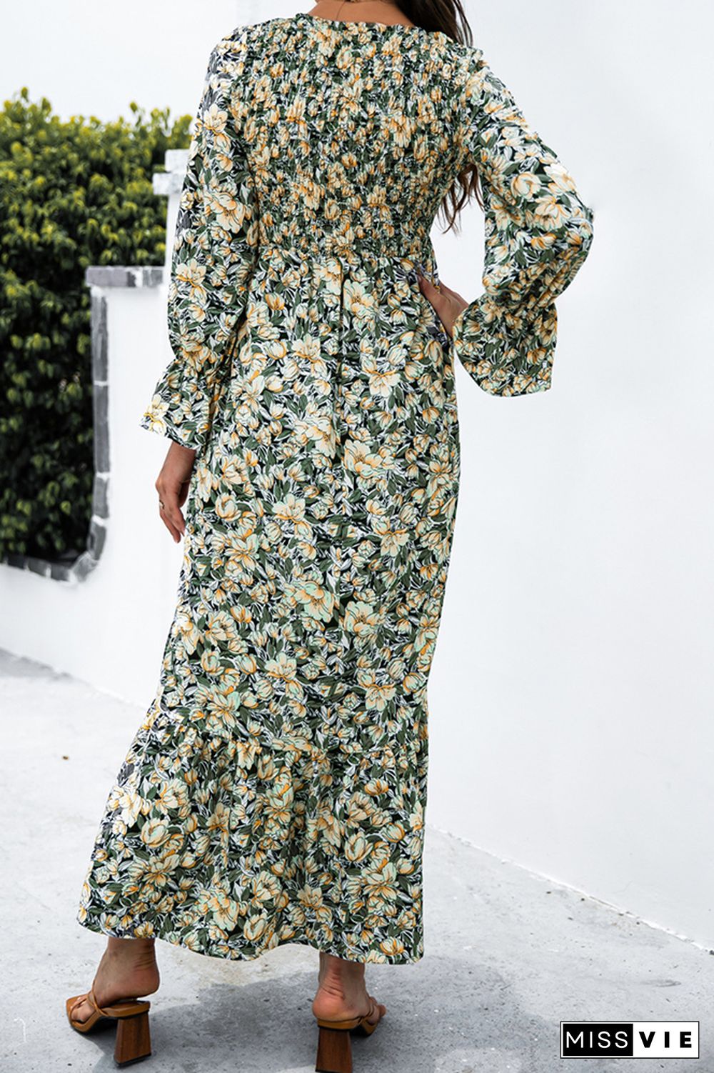 Floral Print Long Sleeve Dress Women Wholesale