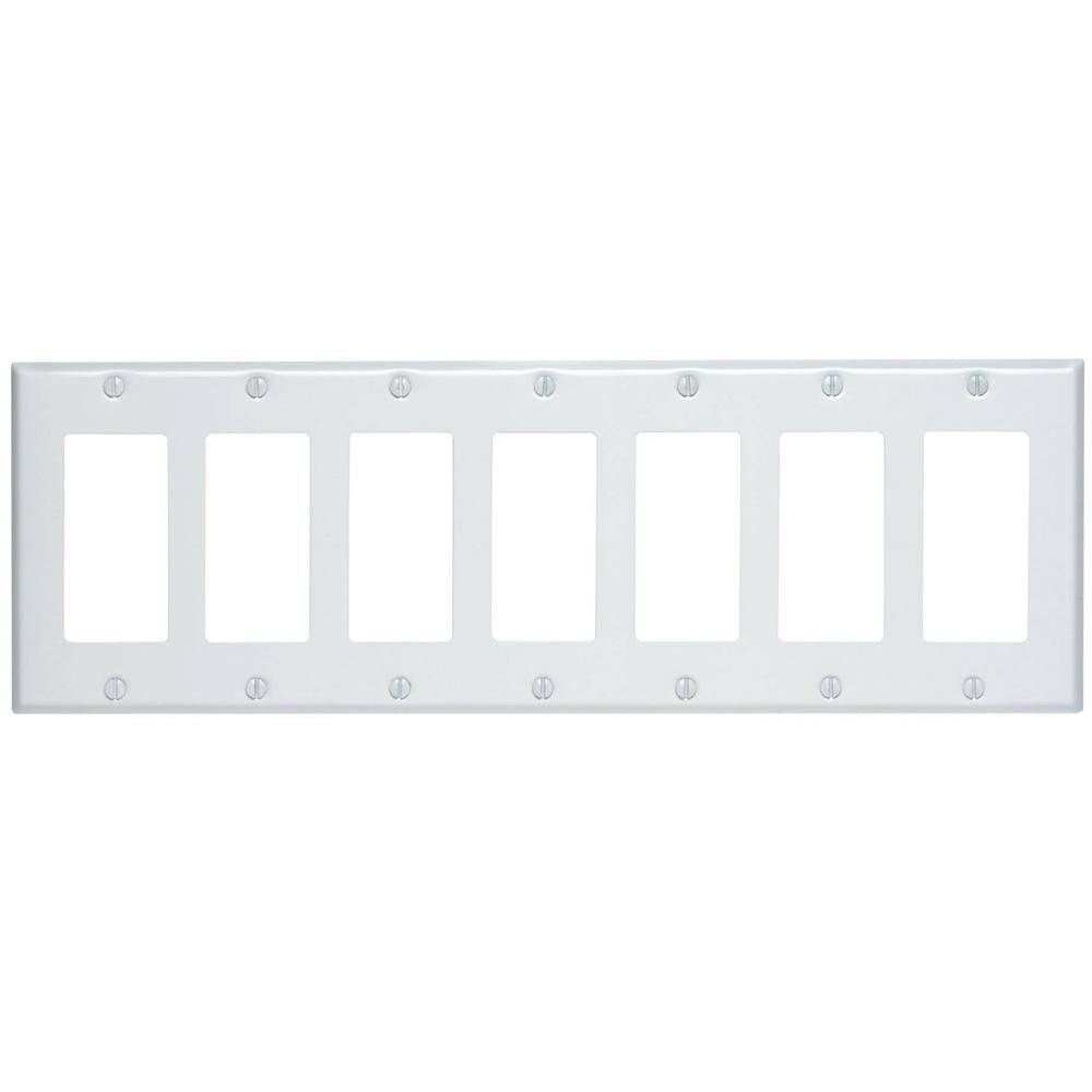 Leviton White 7-Gang DecoratorRocker Wall Plate (1-Pack) 80407-W