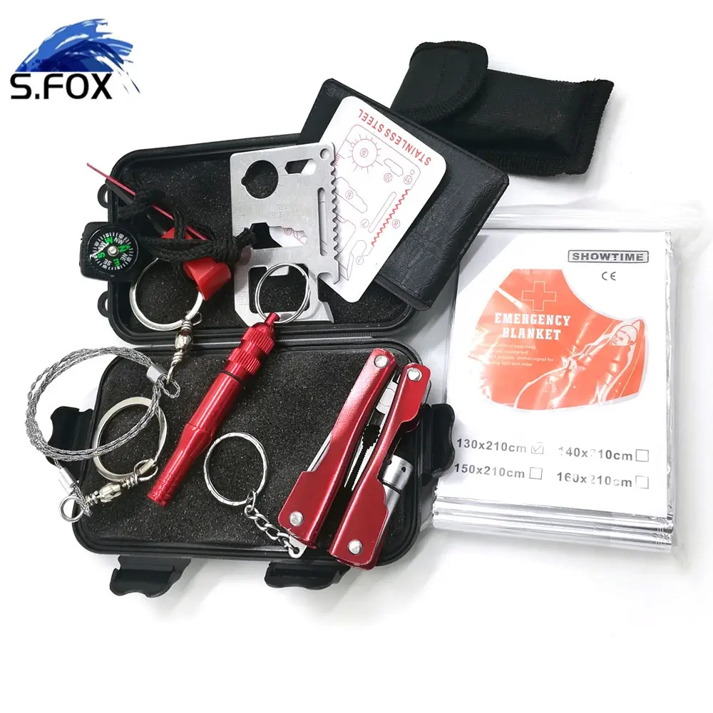 Waterproof Box  SOS Gear Kit 9 in 1 Survival Kit for Camping Hiking Travelling Climbing Adventures